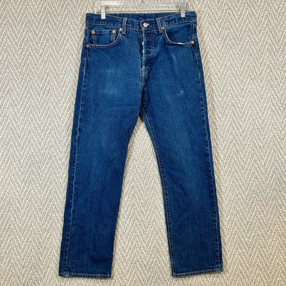 Levis 501 Jeans Mens 32x30 Blue 93 Straight Leg Denim Button Fly Premium Vtg Y2K